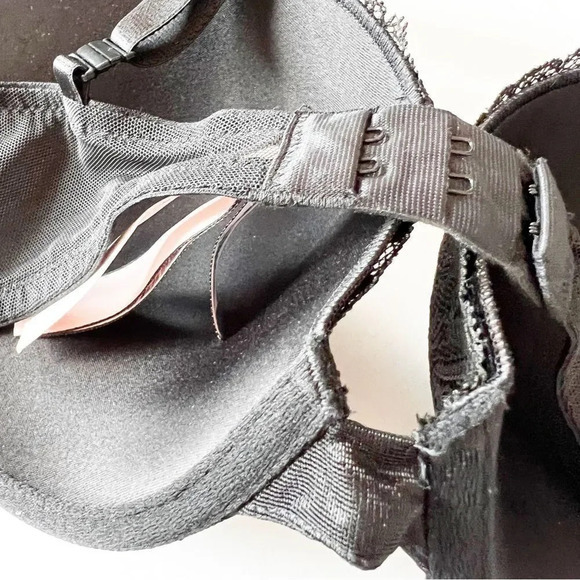 Victoria’s Secret Push-up‎ Bra Size 36D Black Lace Sheer Back Full Coverage New! - Picture 5 of 7